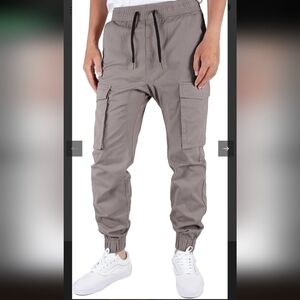 Men's ITALYMORN Dark Gray Cargo Hiking Fishing Joggers M with Black Drawstring